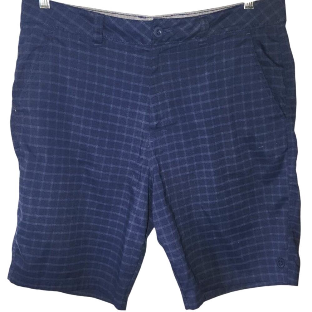 Hang Ten Men's Golf Navy Blue Plaid Bermuda Shorts Size 36